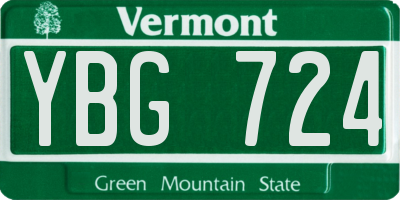 VT license plate YBG724