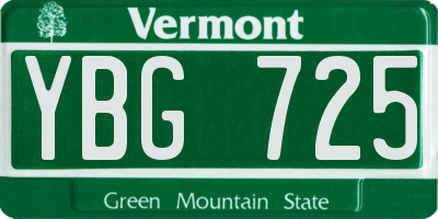VT license plate YBG725