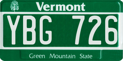 VT license plate YBG726