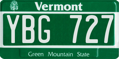 VT license plate YBG727