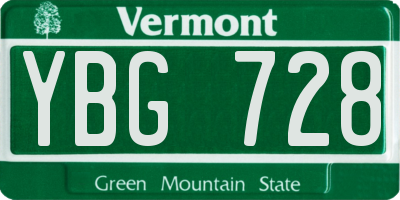 VT license plate YBG728
