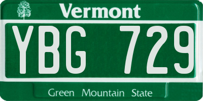VT license plate YBG729