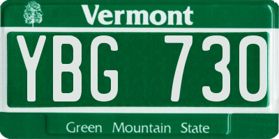 VT license plate YBG730