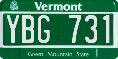 VT license plate YBG731