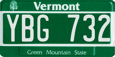 VT license plate YBG732
