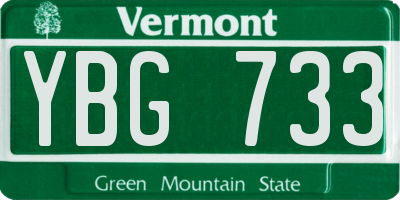 VT license plate YBG733