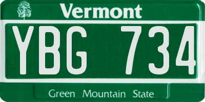 VT license plate YBG734