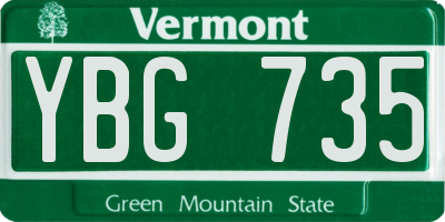 VT license plate YBG735