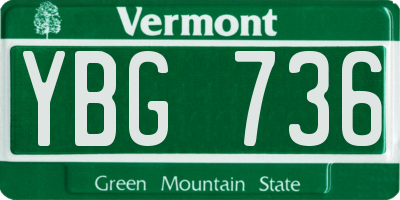 VT license plate YBG736
