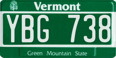 VT license plate YBG738