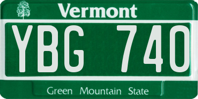 VT license plate YBG740