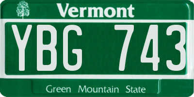 VT license plate YBG743