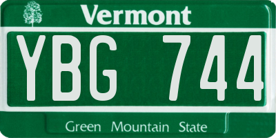 VT license plate YBG744