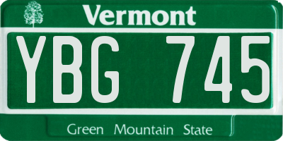 VT license plate YBG745