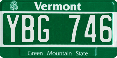 VT license plate YBG746