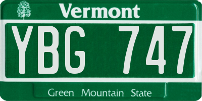 VT license plate YBG747