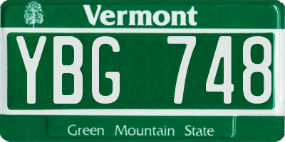 VT license plate YBG748