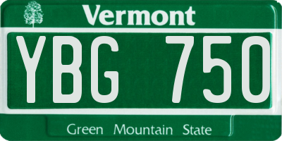 VT license plate YBG750