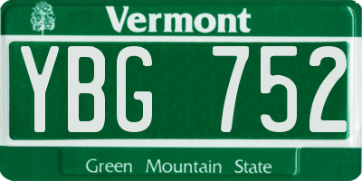 VT license plate YBG752