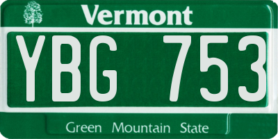 VT license plate YBG753