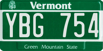 VT license plate YBG754