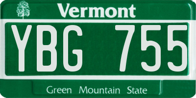 VT license plate YBG755