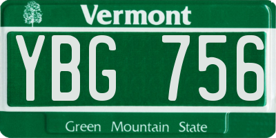 VT license plate YBG756