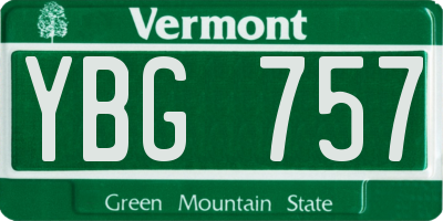 VT license plate YBG757