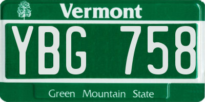 VT license plate YBG758