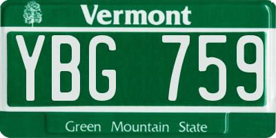 VT license plate YBG759