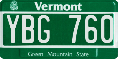 VT license plate YBG760