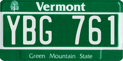 VT license plate YBG761