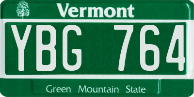 VT license plate YBG764