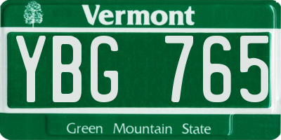 VT license plate YBG765