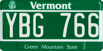 VT license plate YBG766