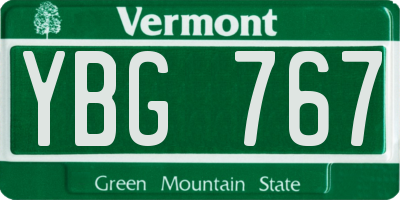 VT license plate YBG767