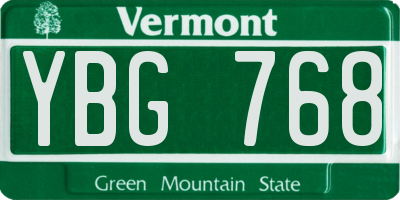 VT license plate YBG768
