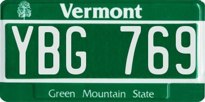 VT license plate YBG769