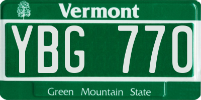 VT license plate YBG770