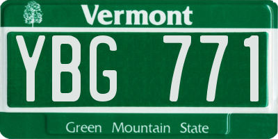 VT license plate YBG771