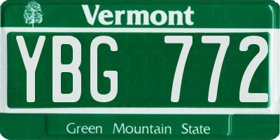 VT license plate YBG772