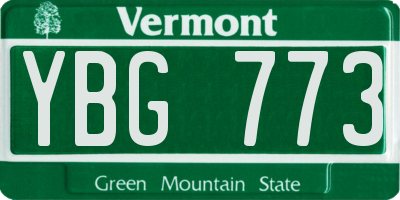 VT license plate YBG773