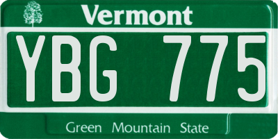VT license plate YBG775