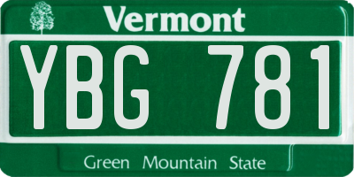 VT license plate YBG781
