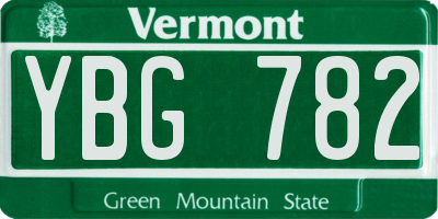 VT license plate YBG782