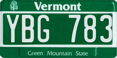 VT license plate YBG783