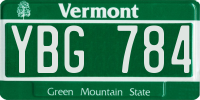 VT license plate YBG784
