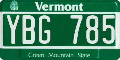 VT license plate YBG785