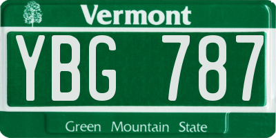 VT license plate YBG787