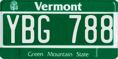 VT license plate YBG788